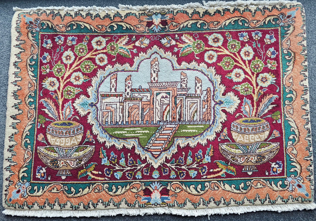 Beautiful handmade Perspolis pictorial Persian wall Rug made in Iran